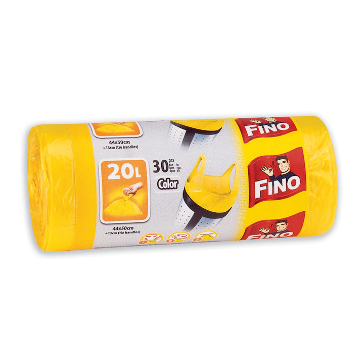 Accesorii Bucatarie - Saci menajeri colorati cu manere Fino, 20L, 30 bucati