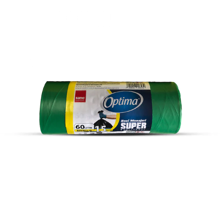Accesorii Bucatarie - Saci menajeri colorati Sano Optima Super, 60L, 15 bucati