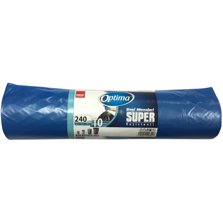 Accesorii Bucatarie - Saci menajeri Sano Optima Super Albastru, 240L, 10 bucati