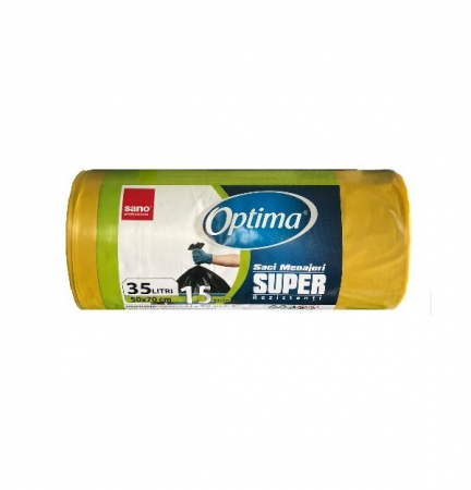 Accesorii Bucatarie - Saci menajeri Sano Optima Super Galbeni, 35L, 15 bucati