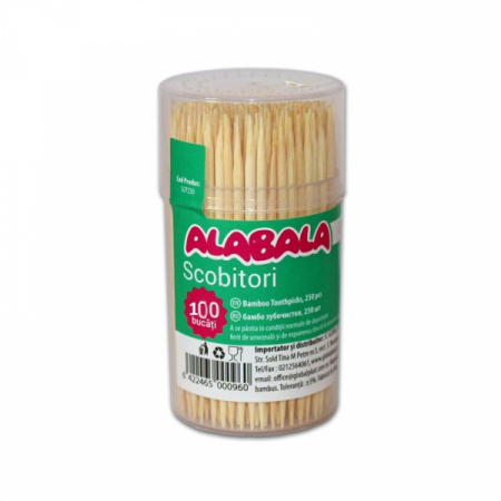 Accesorii Bucatarie - Scobitori in tub plastic, Alabala Clasic, 100 bucati