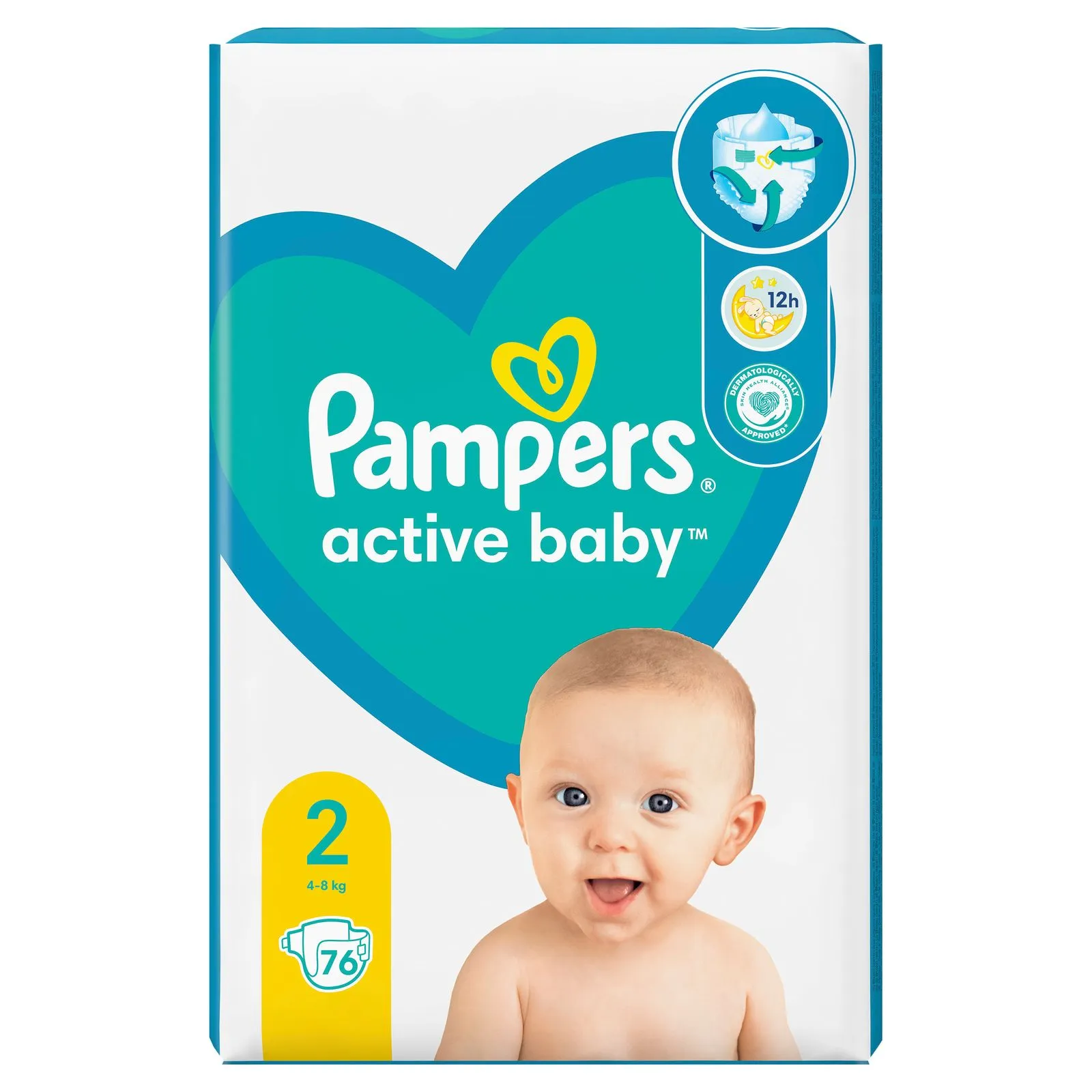 Scutece Pampers - Scutece Pampers Active Baby, Marimea 2, 4-8 kg, 76 bucati