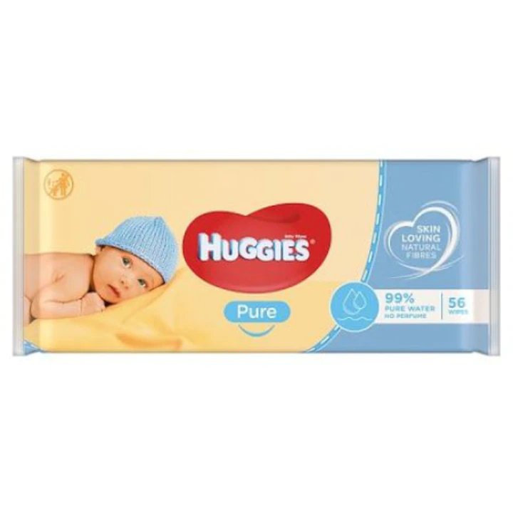 Servetele Umede - Servetele umede copii fara parfum Huggies Pure, 56 bucati