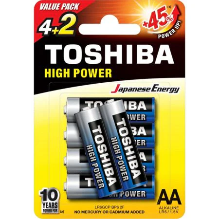 Becuri & Baterii - Set 6 baterii Toshiba Alkaline AA R6 1.5V