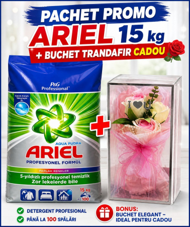 Set Cadou - Set Ariel 15kg + Buchet Trandafiri Bonus