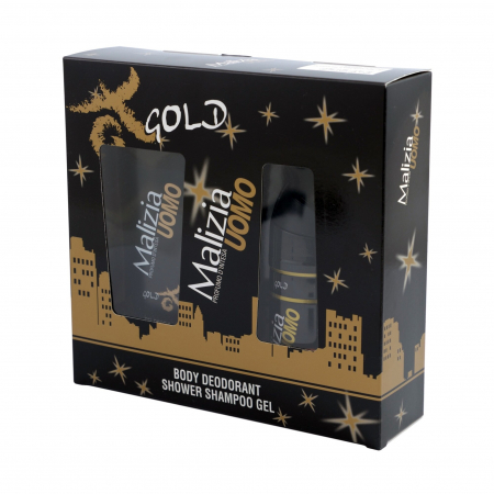 Set Cadou - Set cadou Malizia Uomo Gold: Deodorant spray 150ml + Gel de dus 250ml