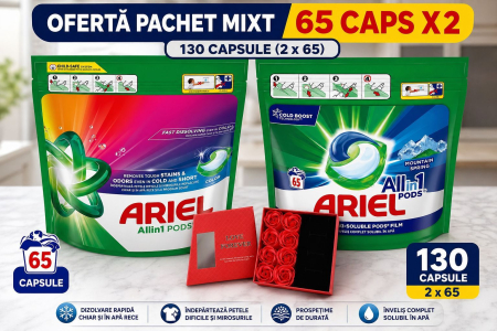 Produse Curatenie - Set x2 Ariel Caps Mixt 130 spalari + CADOU