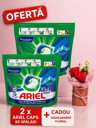 Produse Curatenie - Set x2 Ariel Caps Mountain Spring 130 spalari + CADOU