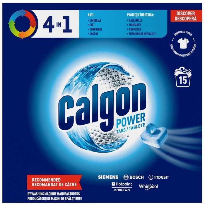 Anticalcar & Igienizante - Tablete anticalcar Calgon 4in1 Powerball, 15 spalari, 15 bucati