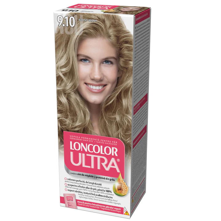 Vopsea Par - Vopsea de par permanenta Loncolor Ultra 9.10 Blond Irizat, 100ml