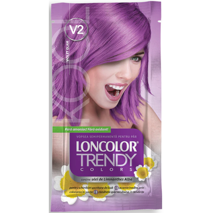 Ingrijire Personala - Vopsea de par semi-permanenta fara amoniac Loncolor Trendy Colors V2 Violet Glam, 50ml