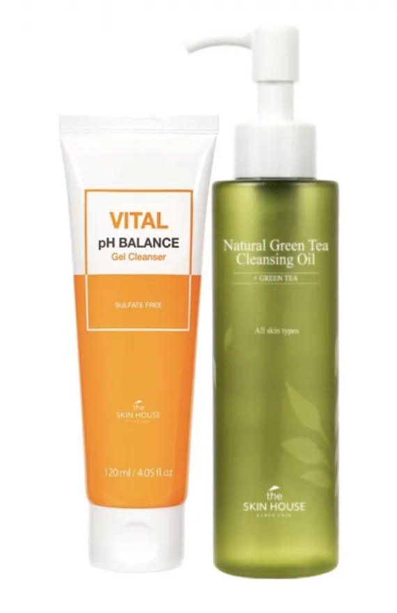 The Skin House Ulei de Curățare Natural Green Tea și Gel-Spumă de Curățare Vital pH Balance