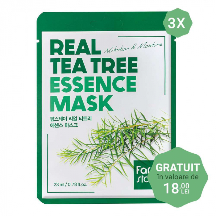 Set hidratant calmant in 4 pasi Farmstay Tea Tree Biome Calming Spuma de curatare, Toner, Ser si Crema pentru Fata [2]