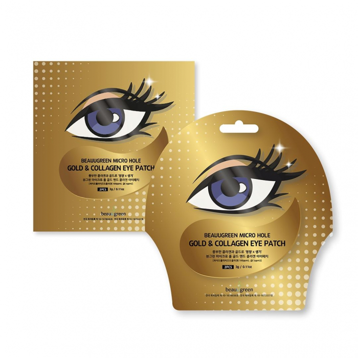 Plasturi anticearcan de ochi cu ser antirid si luminozitate Beauugreen Micro Hole Collagen Gold Eye Patch 2bc 3g