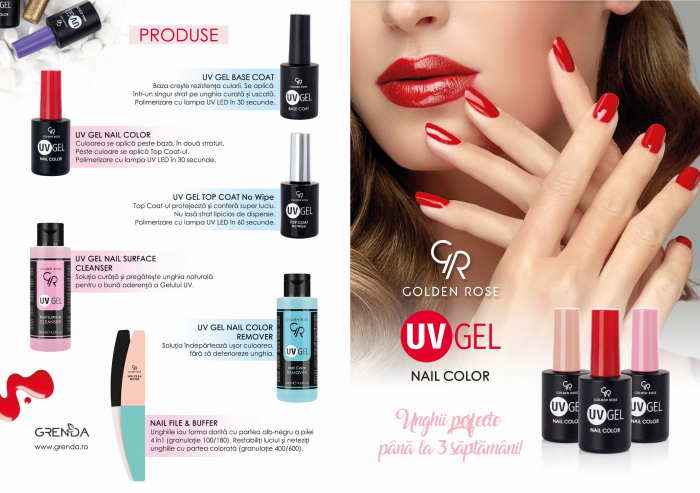 Top Coat pentru oja semipermanenta Golden Rose UV GEL cu uscare la lampa 10,2ml [2]