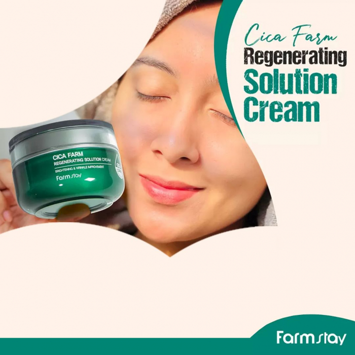Crema pentru fata hidratanta calmanta cu efect antirid Farmstay Cica Farm Regenerating Solution 50ml [7]