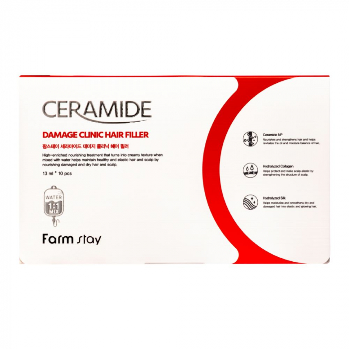 Fiole cu tratament intensiv de par Farmstay Ceramide Damage Clinic Hair Filler 10x13ml [3]