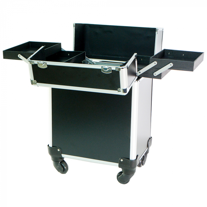 Geanta cu roti pentru cosmetice 36x24x45cm Neagra [2]