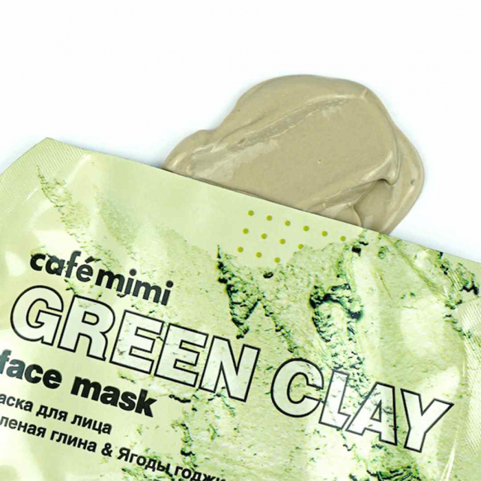 Masca de fata lichida Cafe Mimi Super Food Green Clay & Goji Berries cu extracte naturale de Goji, Argila Verde si Vitamina E 10ml [2]