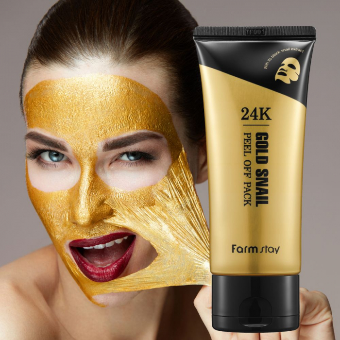Masca Peel Off pentru curatare fata in profunzime Farmstay 24K Gold Snail 100gr [3]