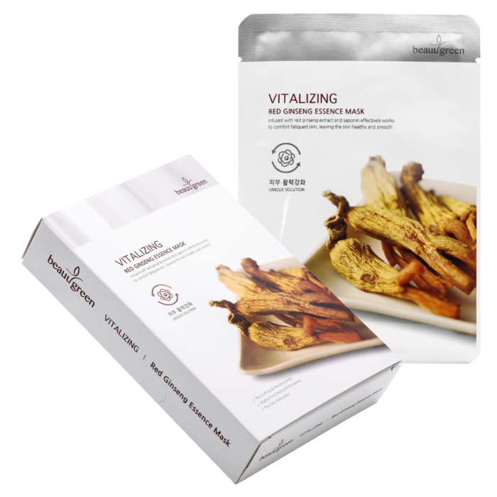 Masca textila de fata cu ser antirid hidratant revitalizant Beauugreen Vitalizing Red Ginseng 23gr [2]