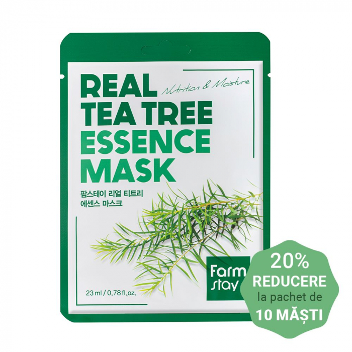 Masca textila de fata cu ser hidratant calmant Farmstay Real Tea Tree 23ml