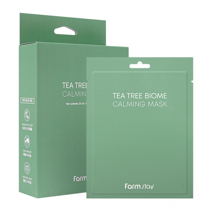 Masca textila de fata hipoalergenica cu ser hidratant calmant Farmstay Tea Tree Biome Calming 25ml [2]