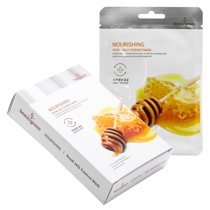 Masca textila de fata cu ser antirid hidratant nutritiv Beauugreen Nourishing Royal Jelly 23gr [2]