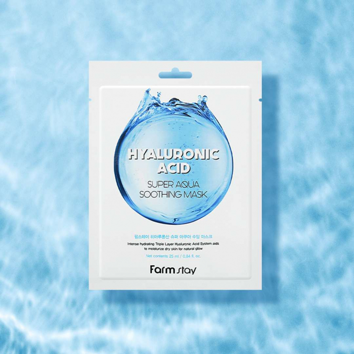 Masca textila de fata cu ser super hidratant si efect antirid Farmstay Hyaluronic Acid Super Aqua Soothing 25ml [2]