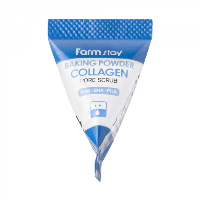 Scrub exfoliant pentru fata cu efect antirid racoritor Farmstay Baking Powder Collagen Pore Scrub 25bc x 7gr [2]