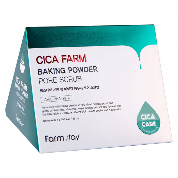 Scrub exfoliant pentru fata cu efect calmant racoritor Farmstay Baking Powder Cica Farm Pore Scrub 25bc x 7gr [3]