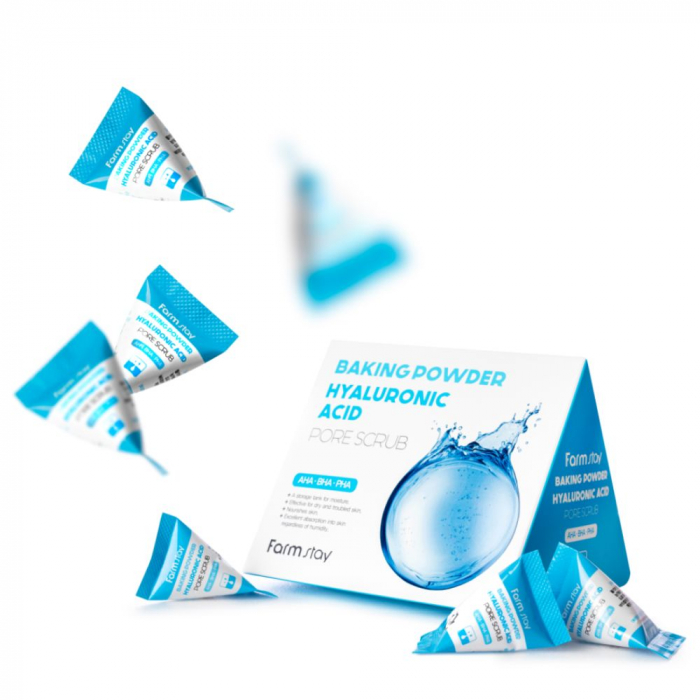 Scrub exfoliant pentru fata cu efect hidratant racoritor Farmstay Baking Powder Hyaluronic Acid Pore Scrub 25bc x 7gr [3]