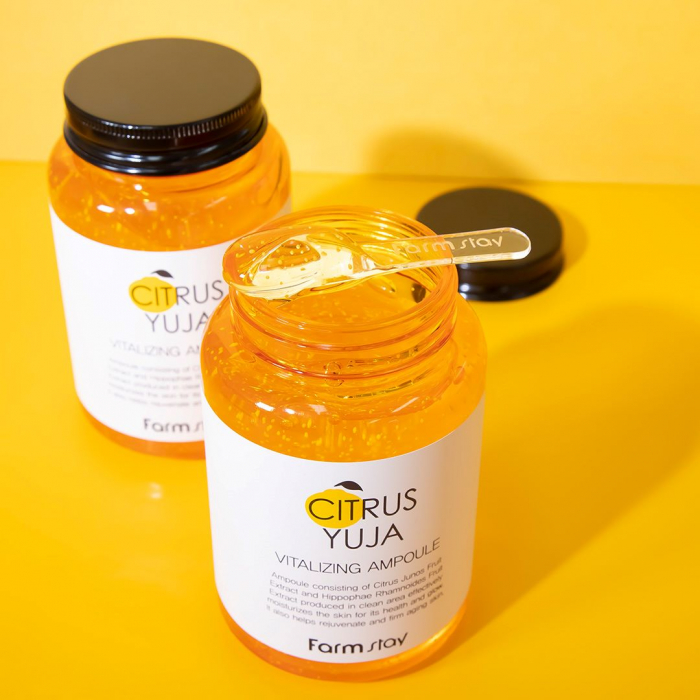 Ser (ampoule) de fata revitalizant cu efect antirid si luminozitate Farmstay Citrus Yuja Vitalizing 250ml [5]