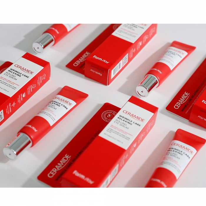 Ser concentrat de ochi antirid nutritiv cu masaj Farmstay Ceramide Wrinkle Care Relaxing Rolling Eye 25ml [8]