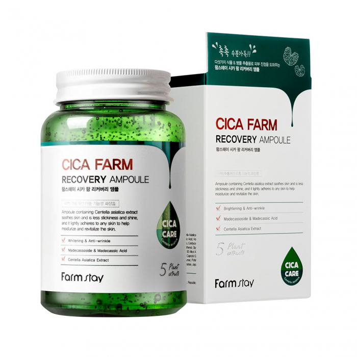 Ser concentrat pentru fata hidratant calmant cu efect antirid Farmstay Cica Farm Recovery Ampoule 250ml