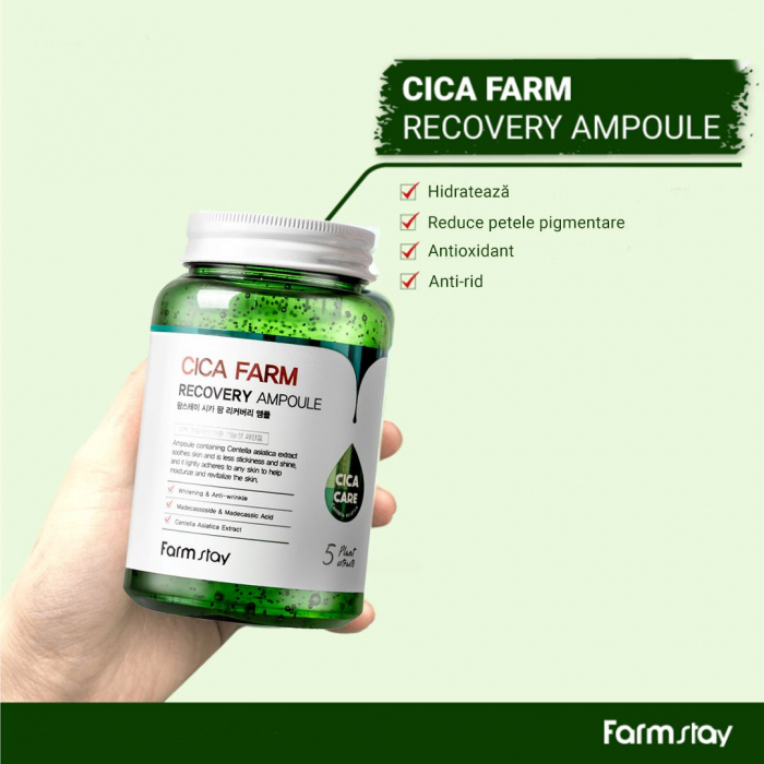 Ser concentrat pentru fata hidratant calmant cu efect antirid Farmstay Cica Farm Recovery Ampoule 250ml [6]