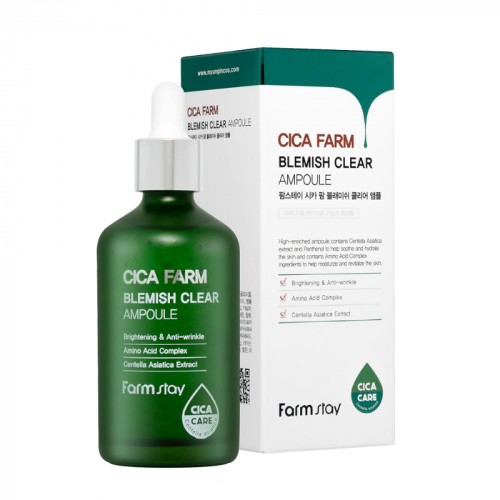 Ser concentrat pentru tenul sensibil Farmstay Cica Farm Blemish Clear Ampoule 100ml [2]