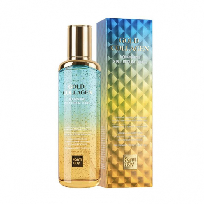 Ser & Toner pentru fata antirid nutritiv Farmstay Gold Collagen Nourishing 2in1 130ml [2]
