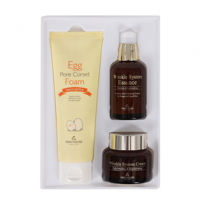 Set antirid nutritiv cu Colagen in 3 pasi The Skin House Wrinkle System Ser, Crema de fata si Spuma curatare GIFT BOX [3]