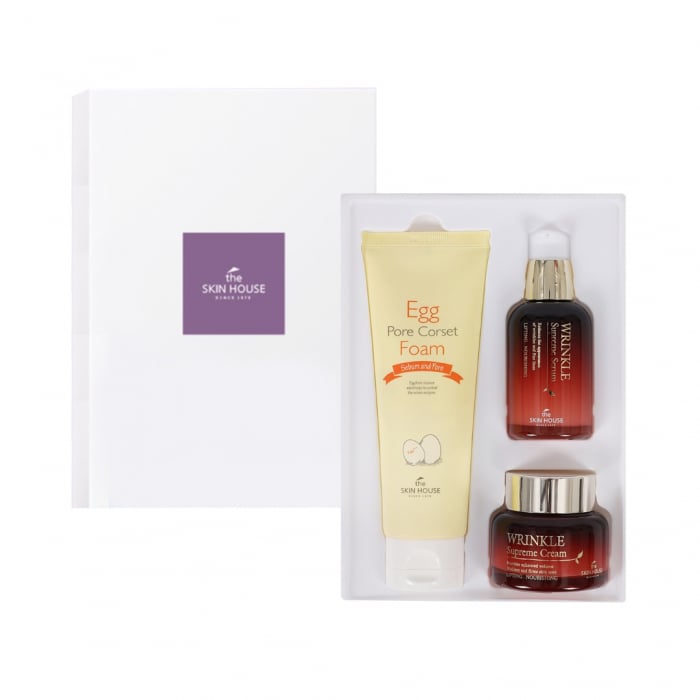 Set antirid nutritiv cu Ginseng in 3 pasi The Skin House Wrinkle Supreme Ser, Crema de fata si Spuma curatare GIFT BOX [2]