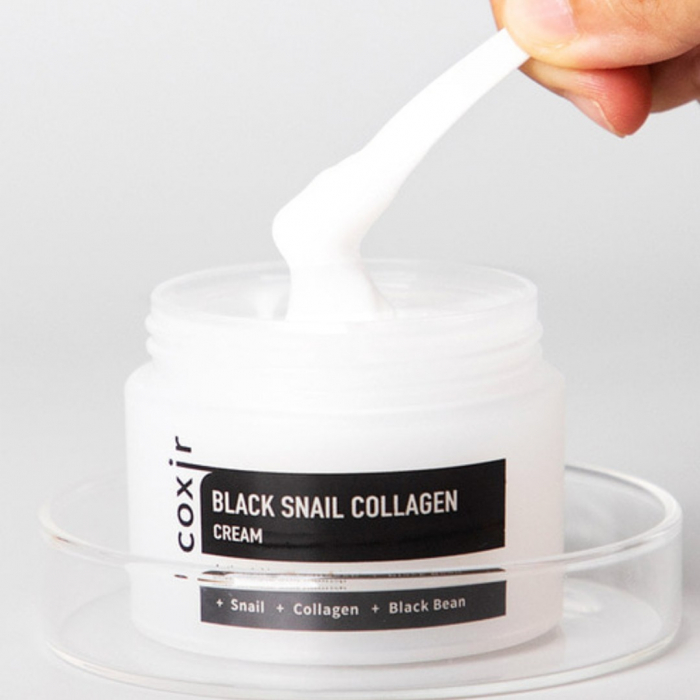 Set antirid nutritiv in 3 pasi Coxir Black Snail Collagen Ser, Crema de fata si Spuma curatare GIFT BOX [9]