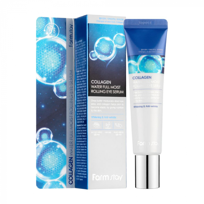 Set antirid in 4 pasi Farmstay Collagen Water Full Moist Toner, Ser ochi, Ser fata si Crema-balsam fata [5]