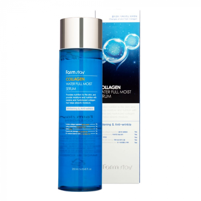 Set antirid in 4 pasi Farmstay Collagen Water Full Moist Toner, Ser ochi, Ser fata si Crema-balsam fata [6]