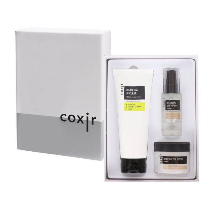 Set antirid regenerant in 3 pasi Coxir Intensive EGF Peptide Ser, Crema de fata si Spuma curatare GIFT BOX [2]