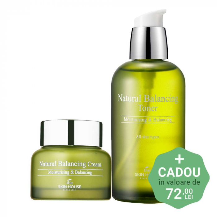 Set hidratant cu control sebum in 2 pasi The Skin House Natural Balancing Toner si Crema pentru fata