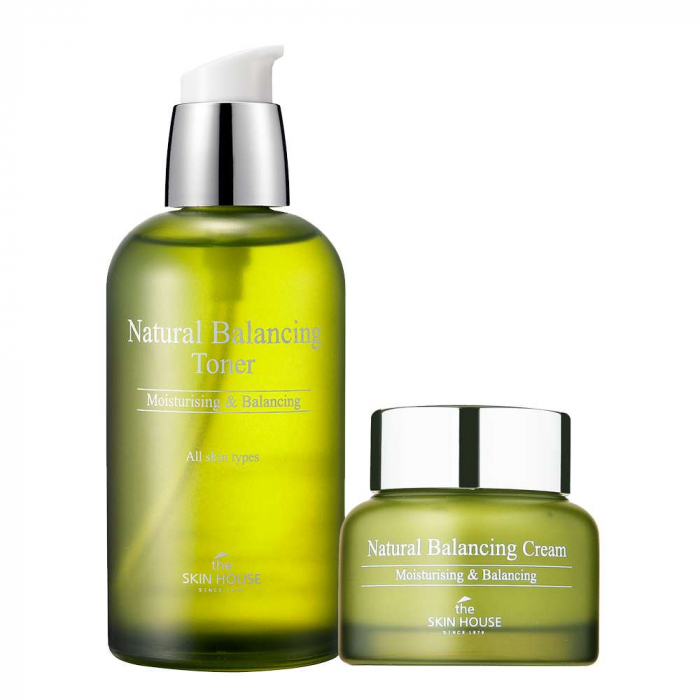 Set hidratant cu control sebum in 2 pasi The Skin House Natural Balancing Crema pentru fata și Toner CADOU [3]