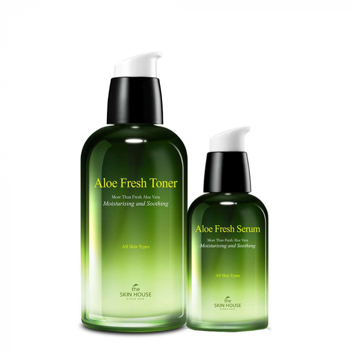 Set hidratant calmant cu efect antirid in 2 pasi The Skin House Aloe Fresh Toner si Ser de fata plus CADOU [2]