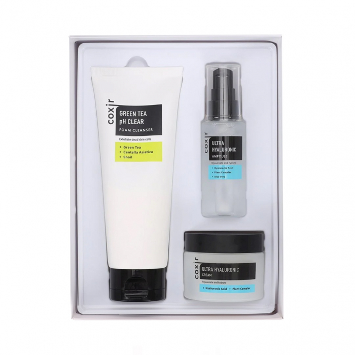Set ultra hidratant cu efect antirid in 3 pasi Coxir Ultra Hyaluronic Ser, Crema de fata si Spuma curatare GIFT BOX [5]