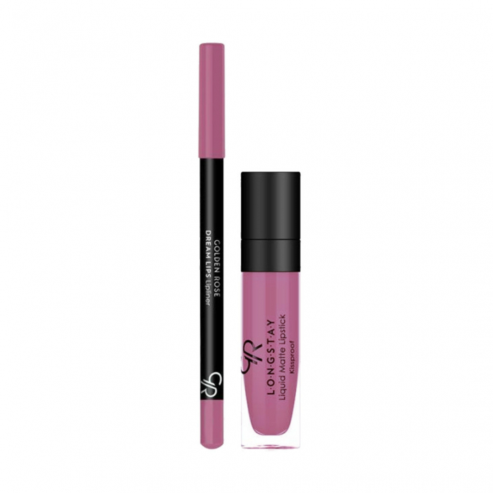 Set pentru buze Golden Rose Matte Lip Kit Blush Pink Ruj lichid Longstay Matte 03 + Creion Dream 535 [2]