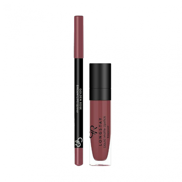 Set pentru buze Golden Rose Matte Lip Kit Rose Taupe Ruj lichid Longstay Matte 20 + Creion Dream 510 [2]